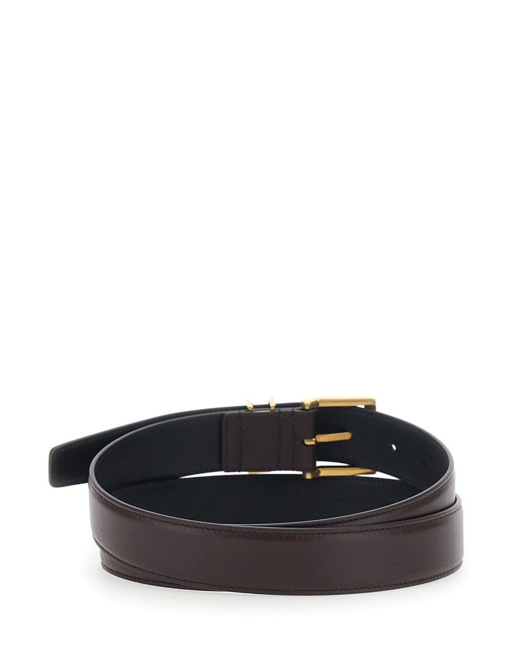 Saint Laurent White Belt With Cassandre Plate, Leather for men
