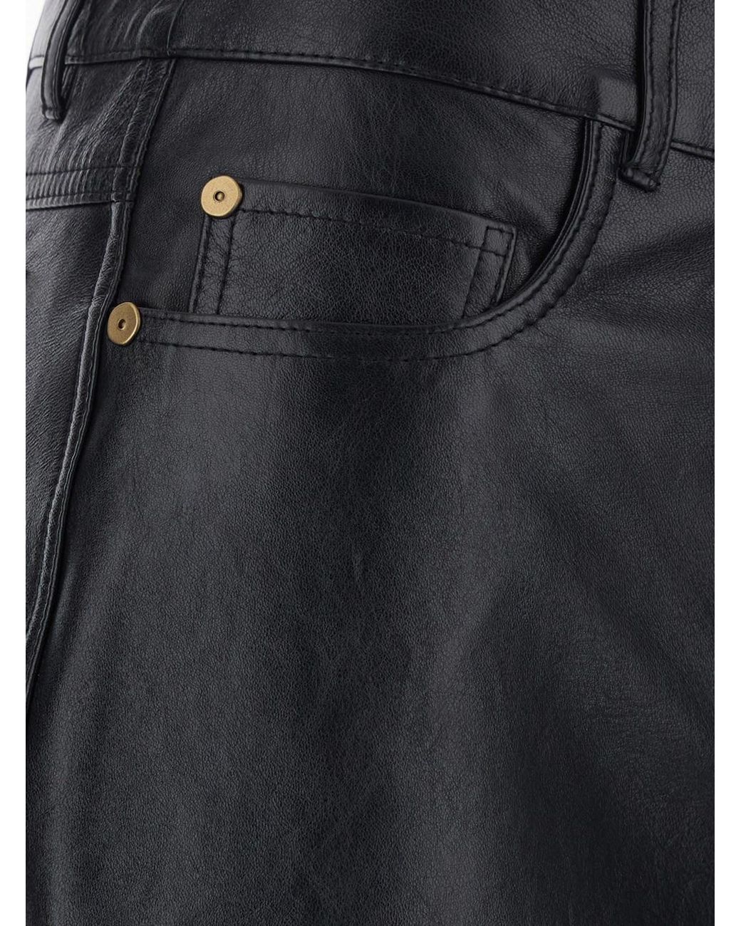 Max Mara Black Trousers Pesca Leather Lamb