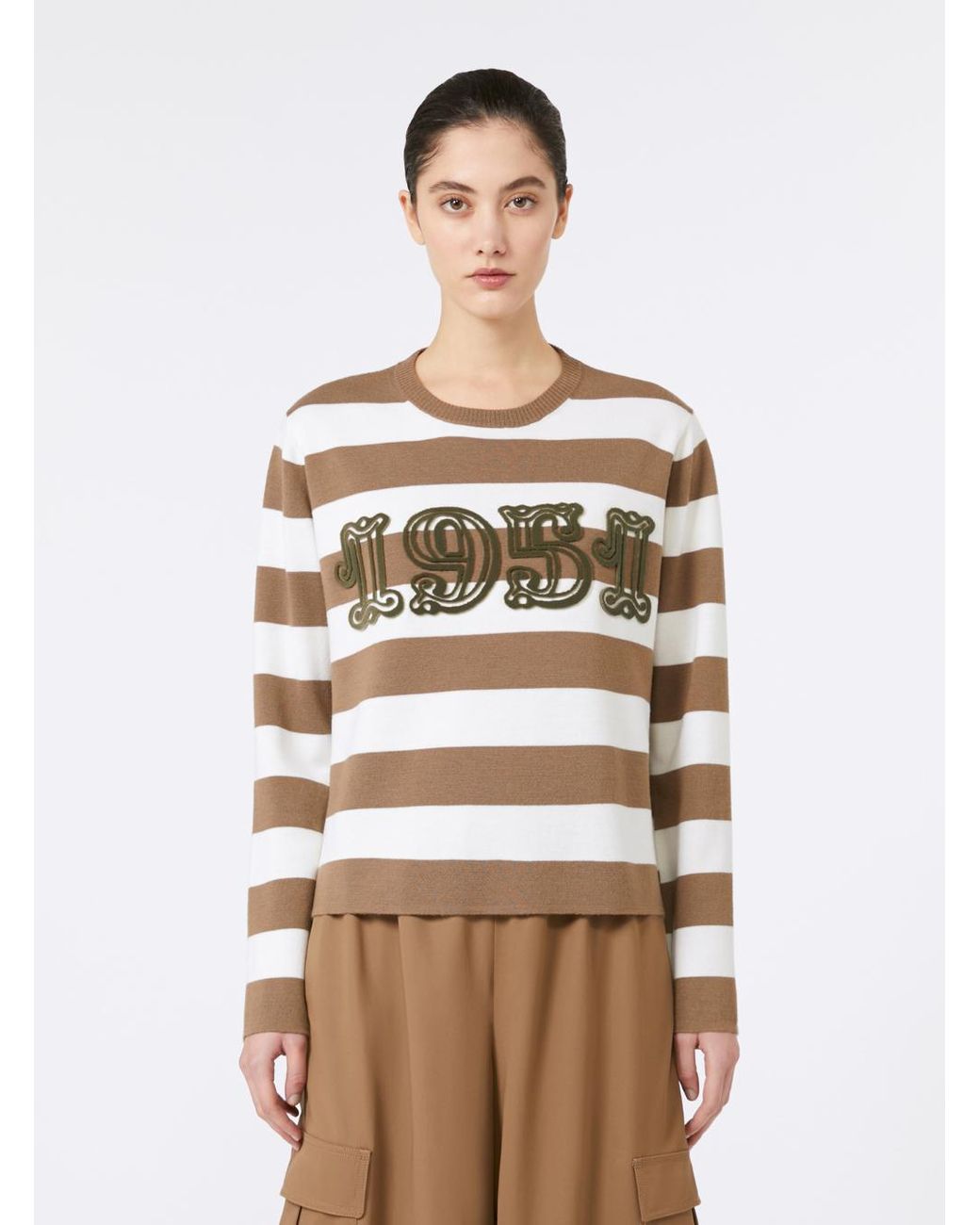 Max Mara Natural Stripes Crew Neck Sweater