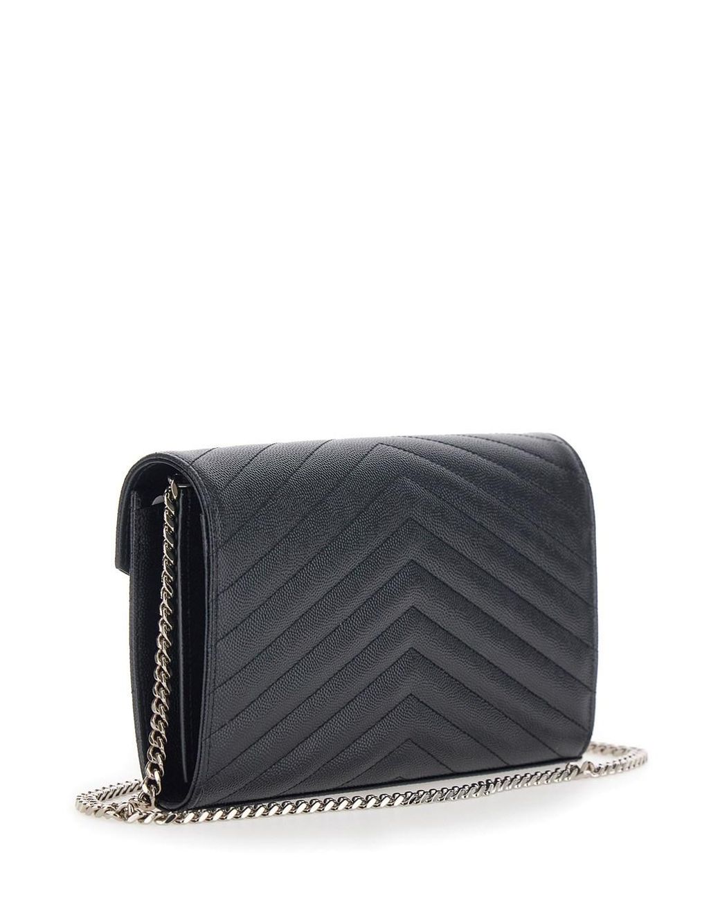 Saint Laurent Gray Crossbody Bag With Chain Strap And Cassandre Plaque On The Front