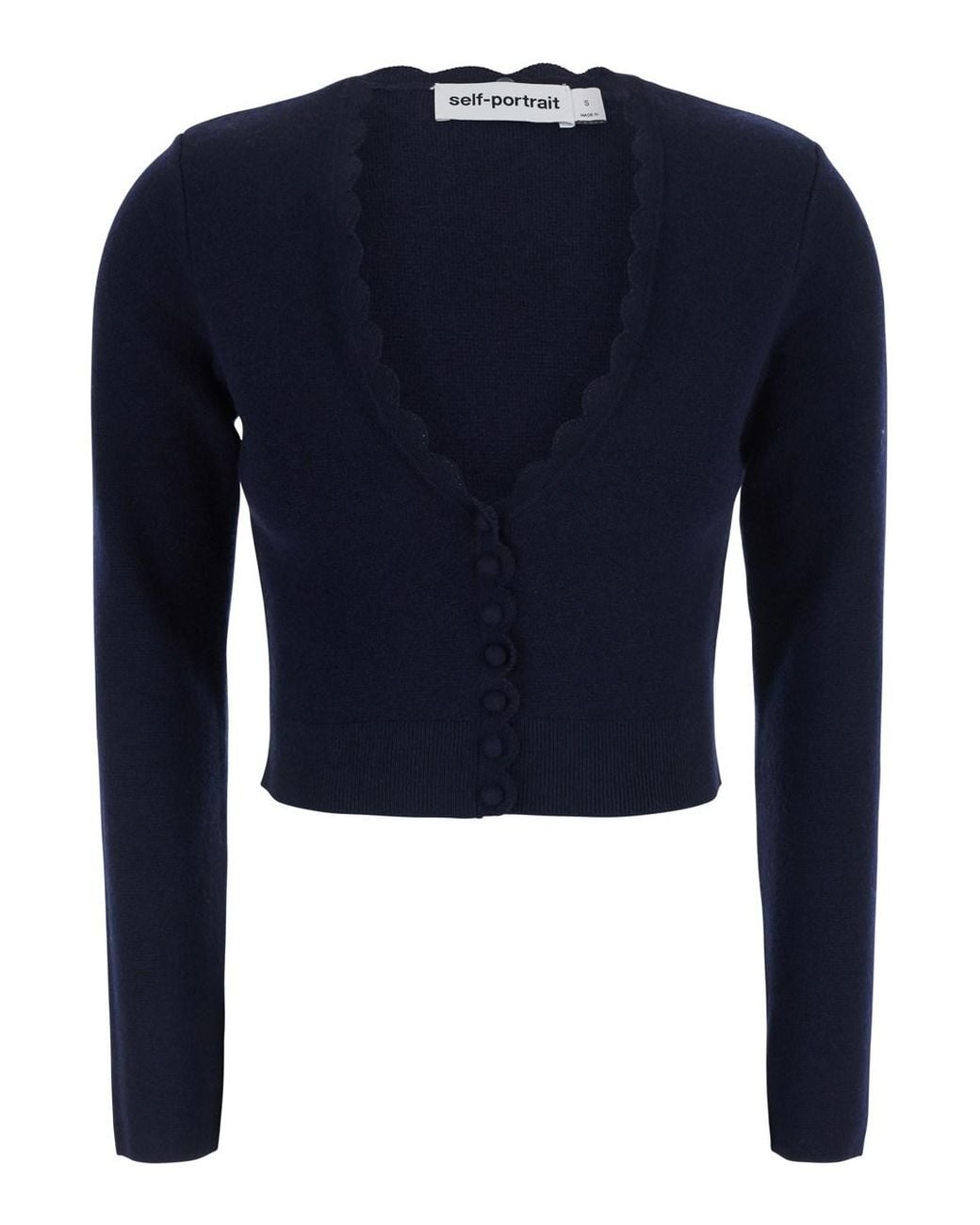 Self-Portrait Blue Self-Portrait Synthetic Fur Trim Cardigan