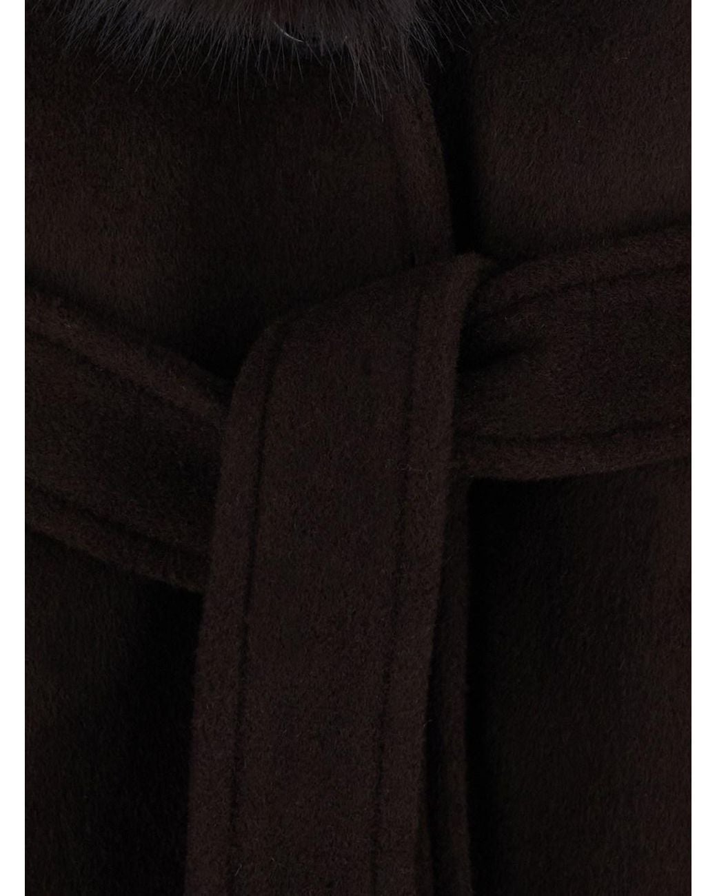 MICHAEL Michael Kors Black Belted Robe Coat With Notched Collar And Pockets
