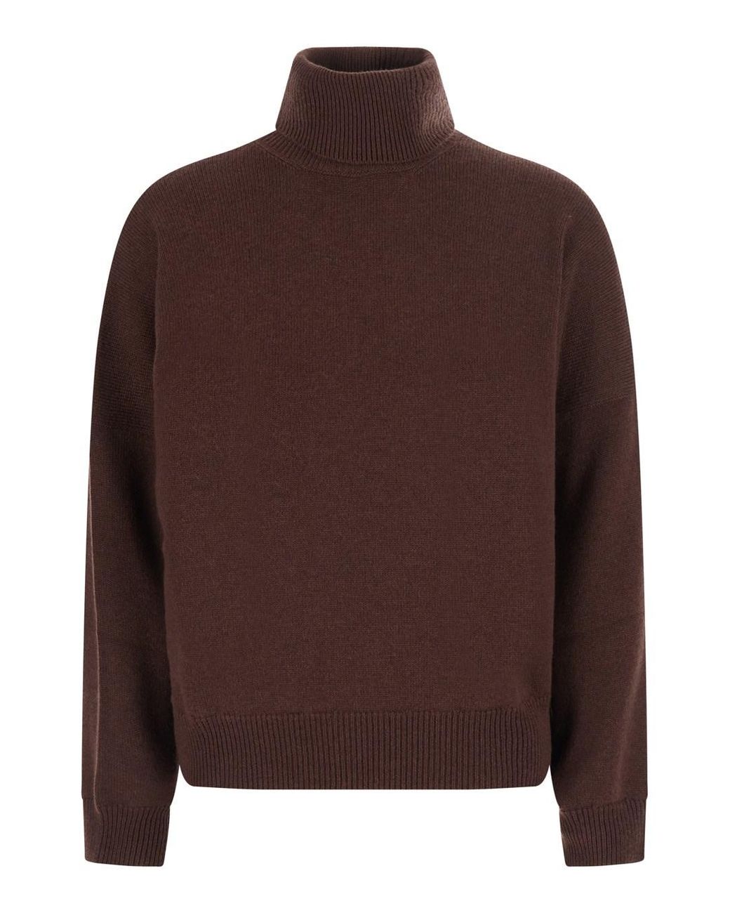 Brunello Cucinelli Brown Cashmere High-Neck Sweater