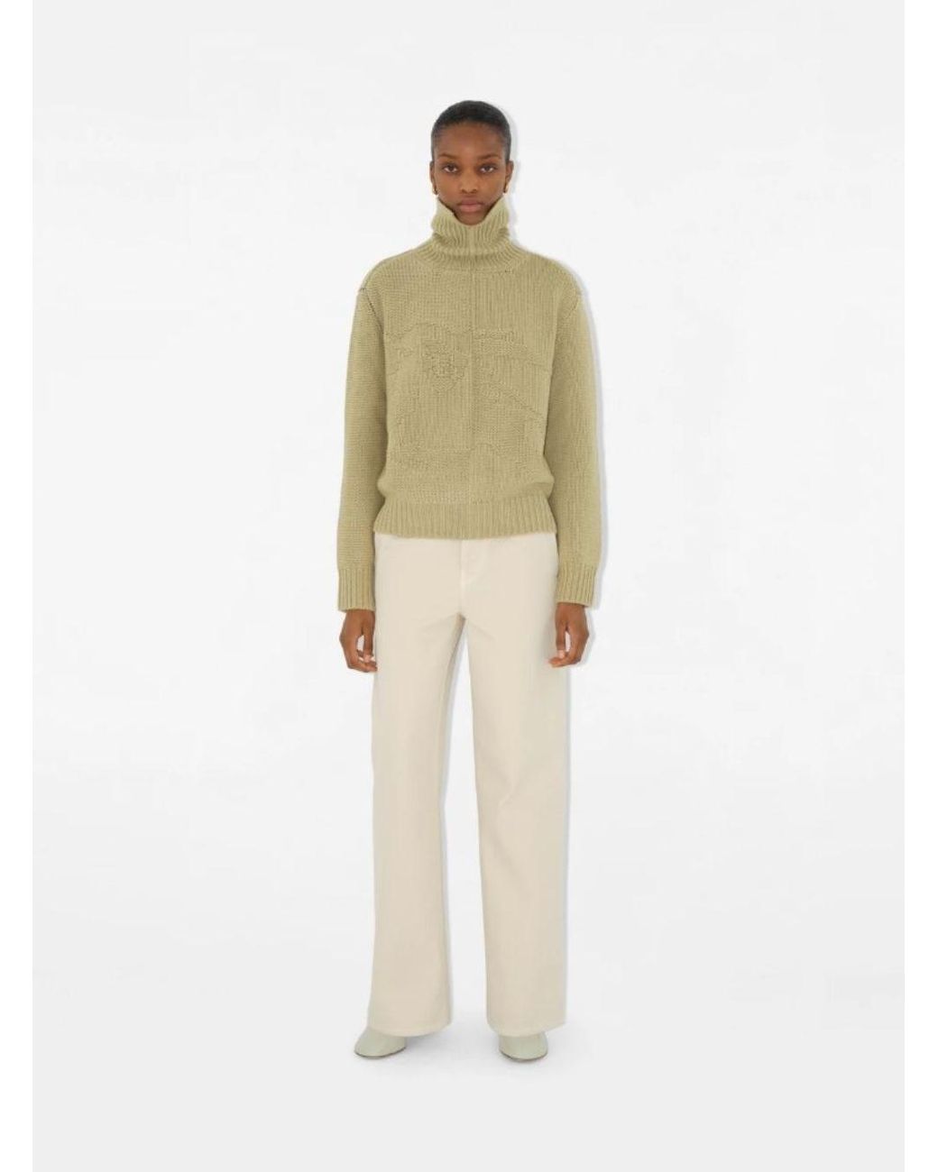 Burberry Green Sweater Ekd Motif Cashmere
