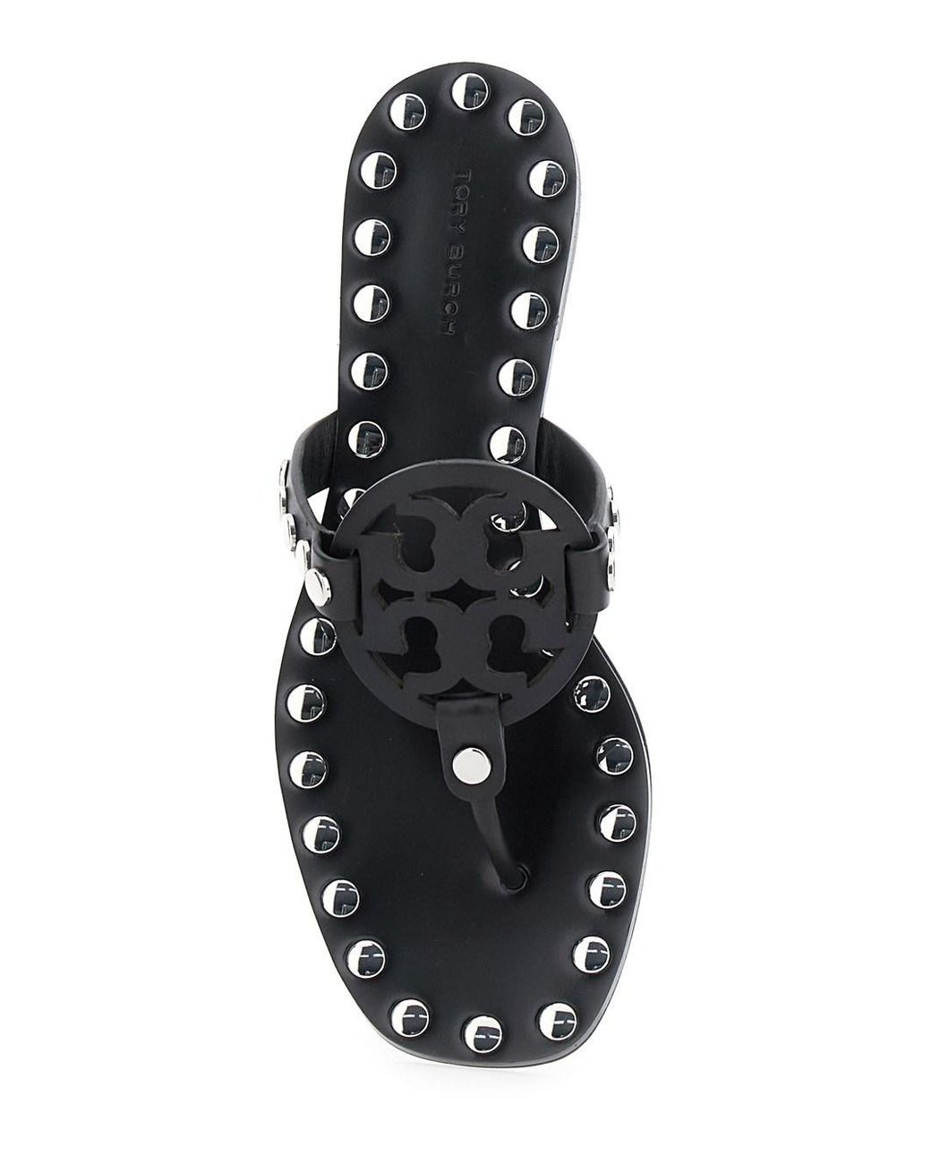 Tory Burch Black Thong Sandals With Logo And Studs