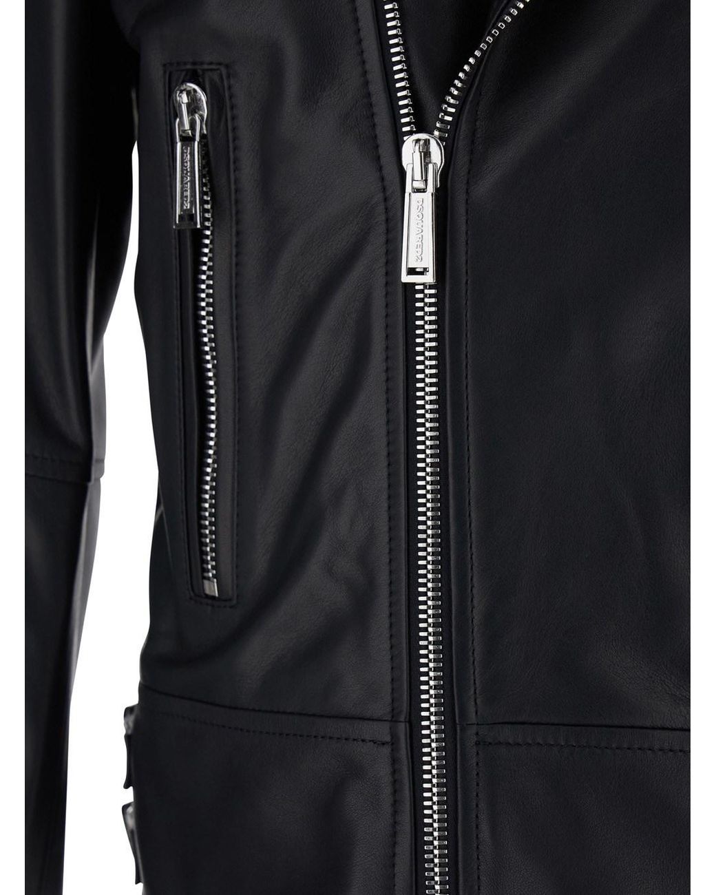 DSquared² Black Jacket With Three Zip Pockets On The Front for men