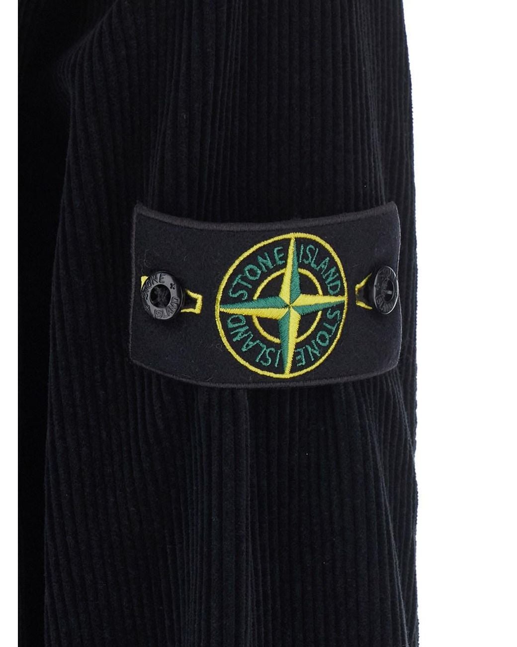 Stone Island Black Jacket With Patch Pocket On The Front And Logo Patc for men