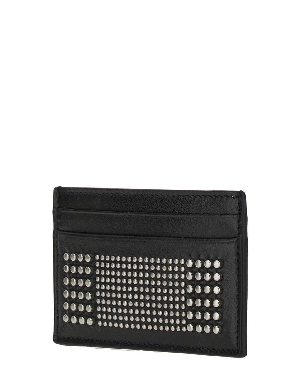 Alexander McQueen Black Studded Leather Card Case for men