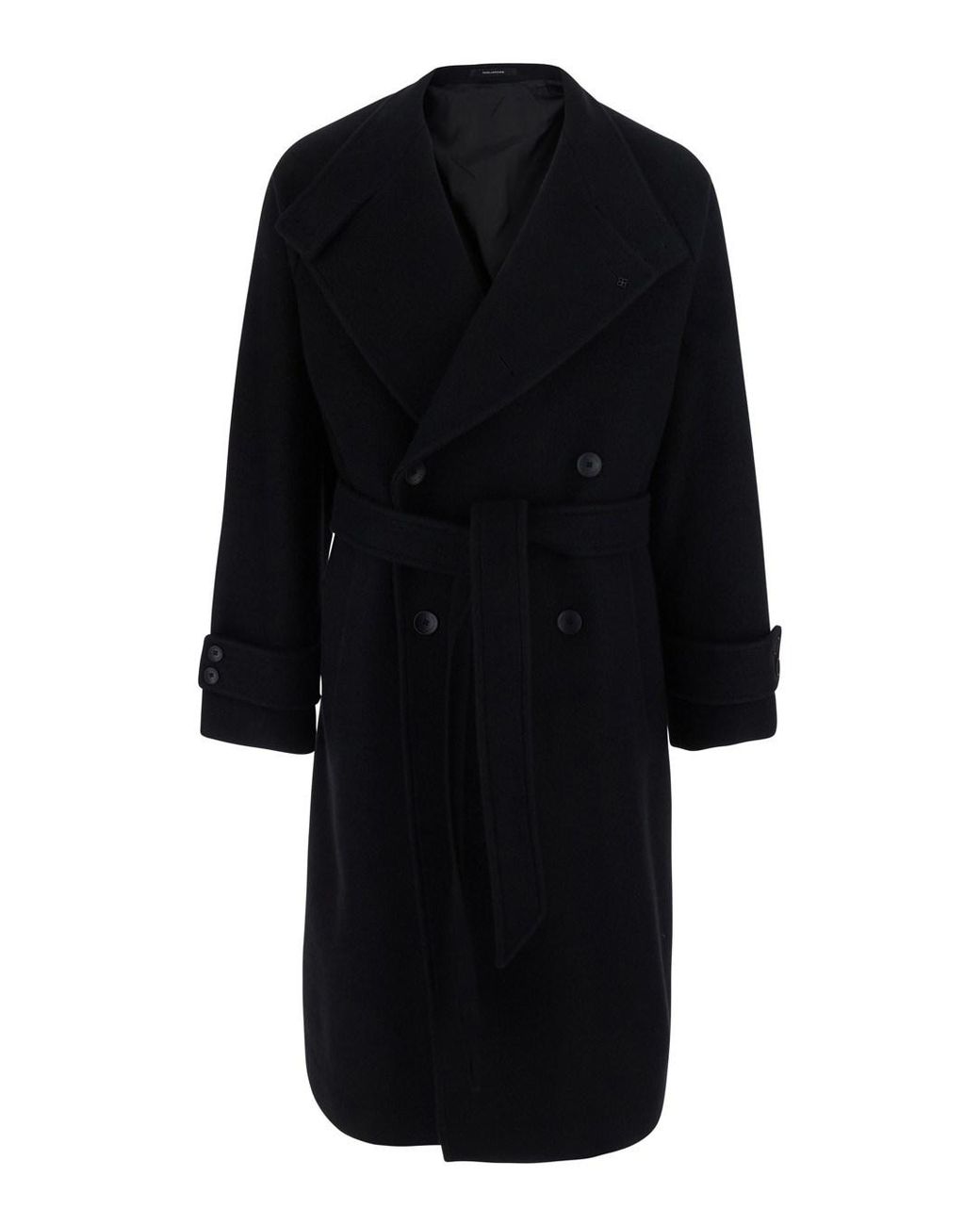 Tagliatore Black Double-Breasted Coat With Raised Collar With Buttons for men