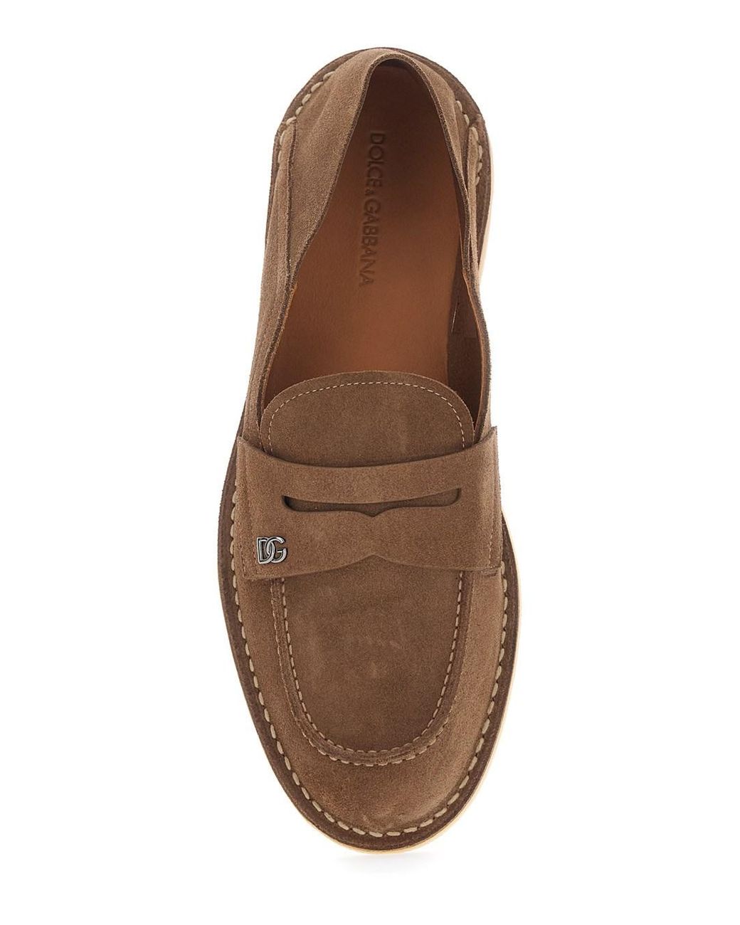 Dolce & Gabbana Brown 'Florio' Loafers With Dg Logo Detail On The Side for men