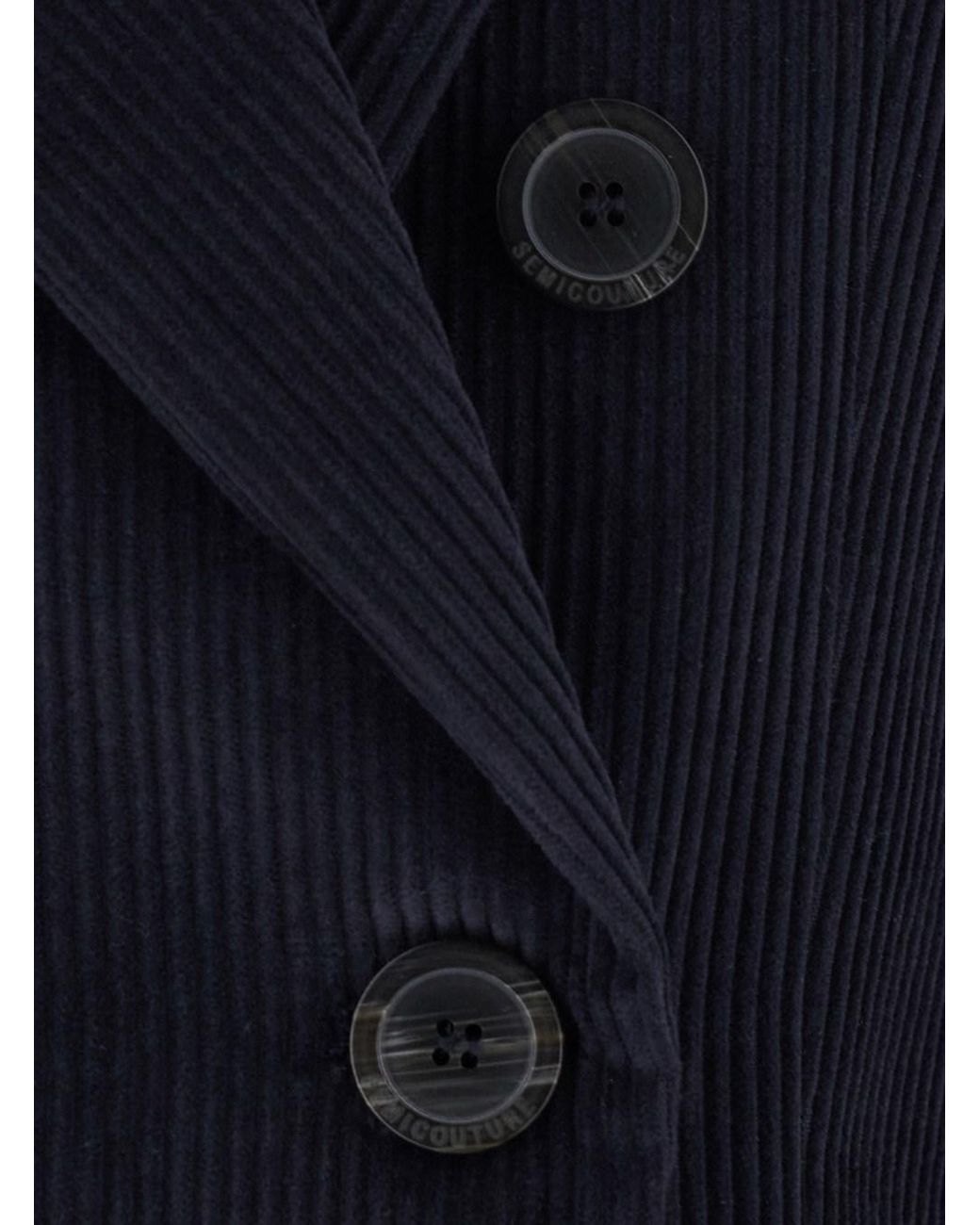 Semicouture Blue Double-Breasted Jacket With Peak Revers