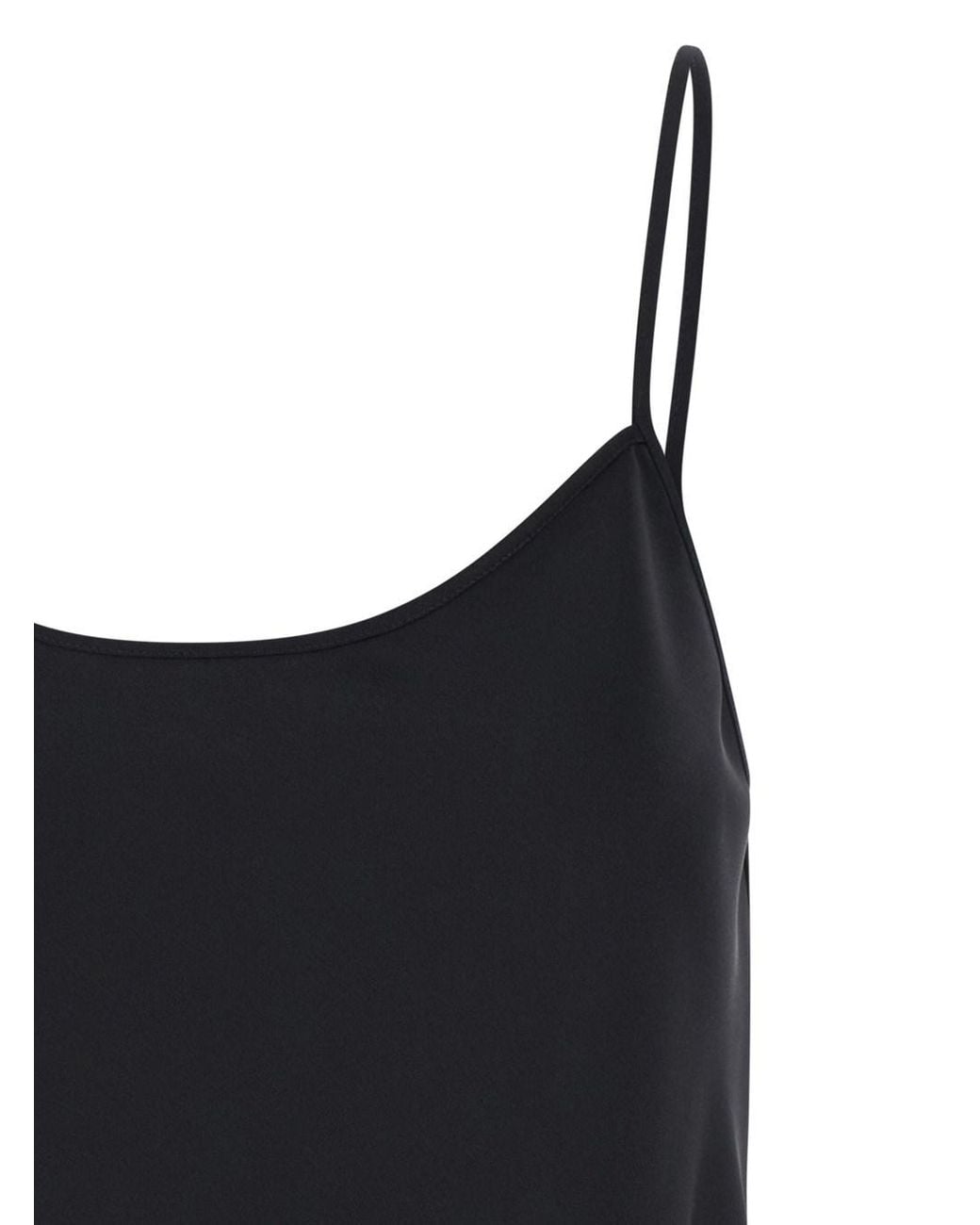 Le Plain Black Tank Top With U Neckline