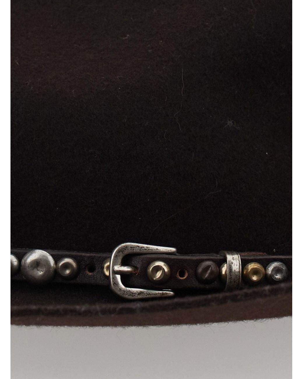 Golden Goose Deluxe Brand Black Fedora Hat With Studded Leather Band Felt And