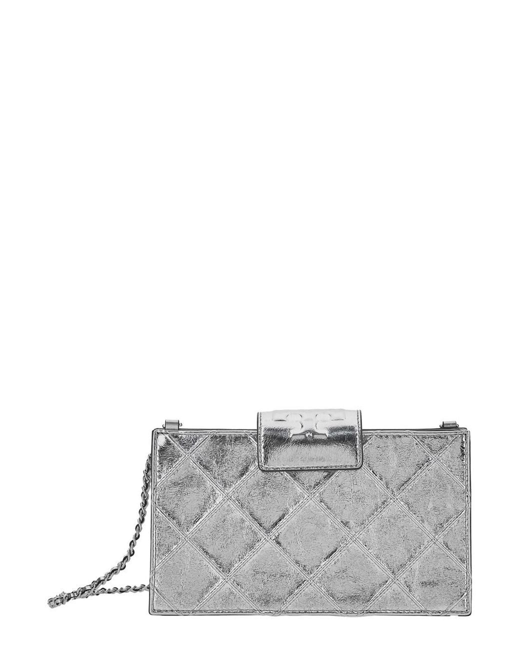 Tory Burch Gray Shoulder Bag Fleming Mini Leather