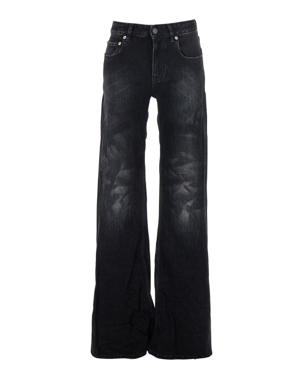 Balenciaga Black Wide Leg Jeans With Faded Effect