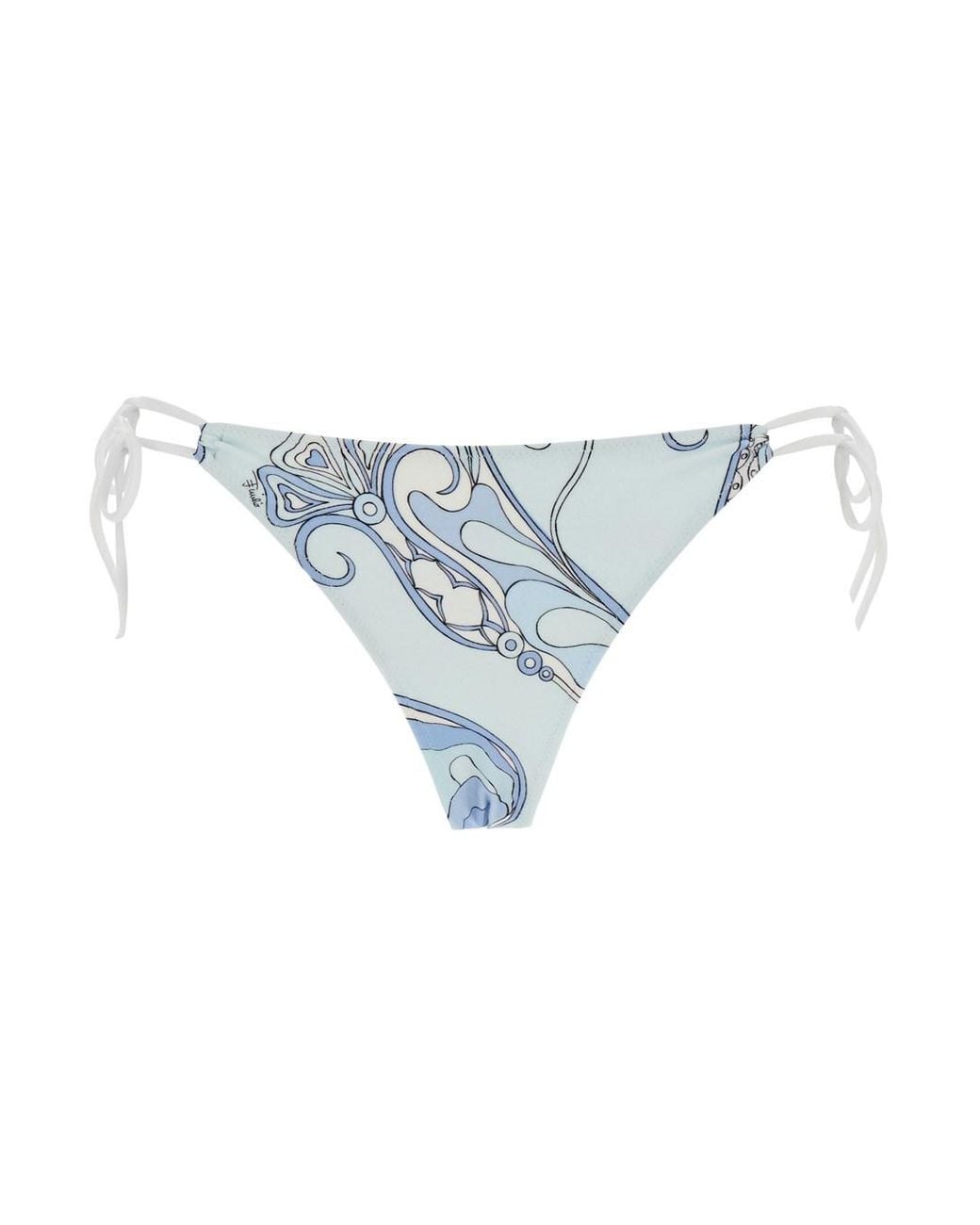 Emilio Pucci Blue Light Bikini Bottom With Adjustable Tie Closure And All-Over Orchidea Print