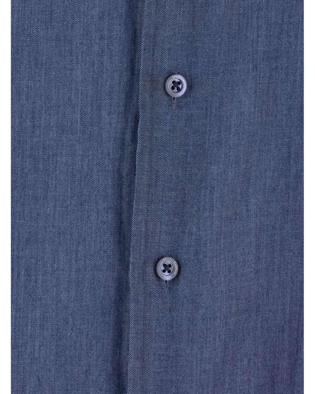 Emporio Armani Blue Shirt With Pointed Collar for men