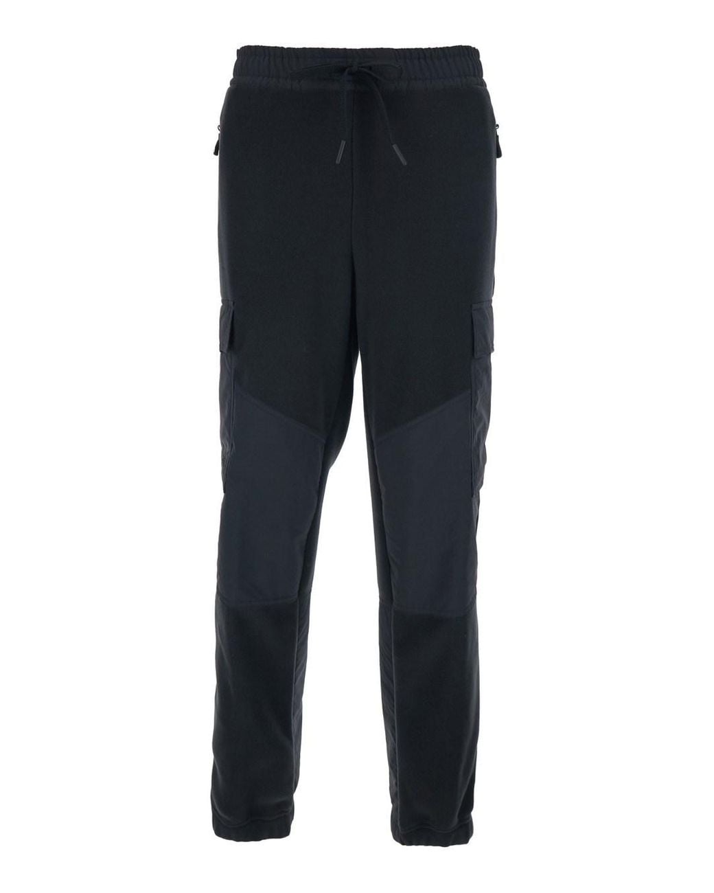 Moncler Blue Pants With Side Logo Patch And Tech Fabric Inse for men