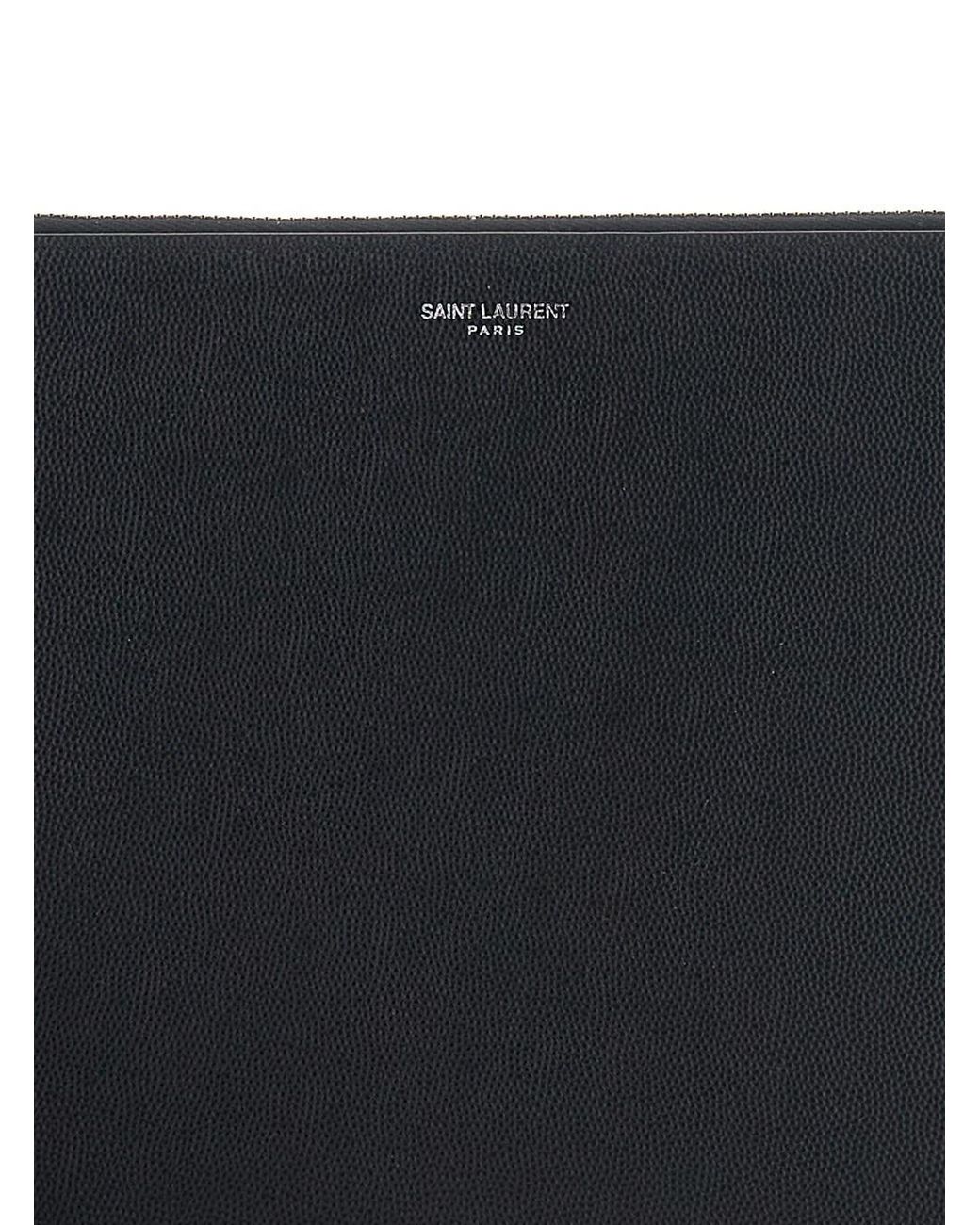 Saint Laurent Black Pouch With Logo Embossed On The Front for men