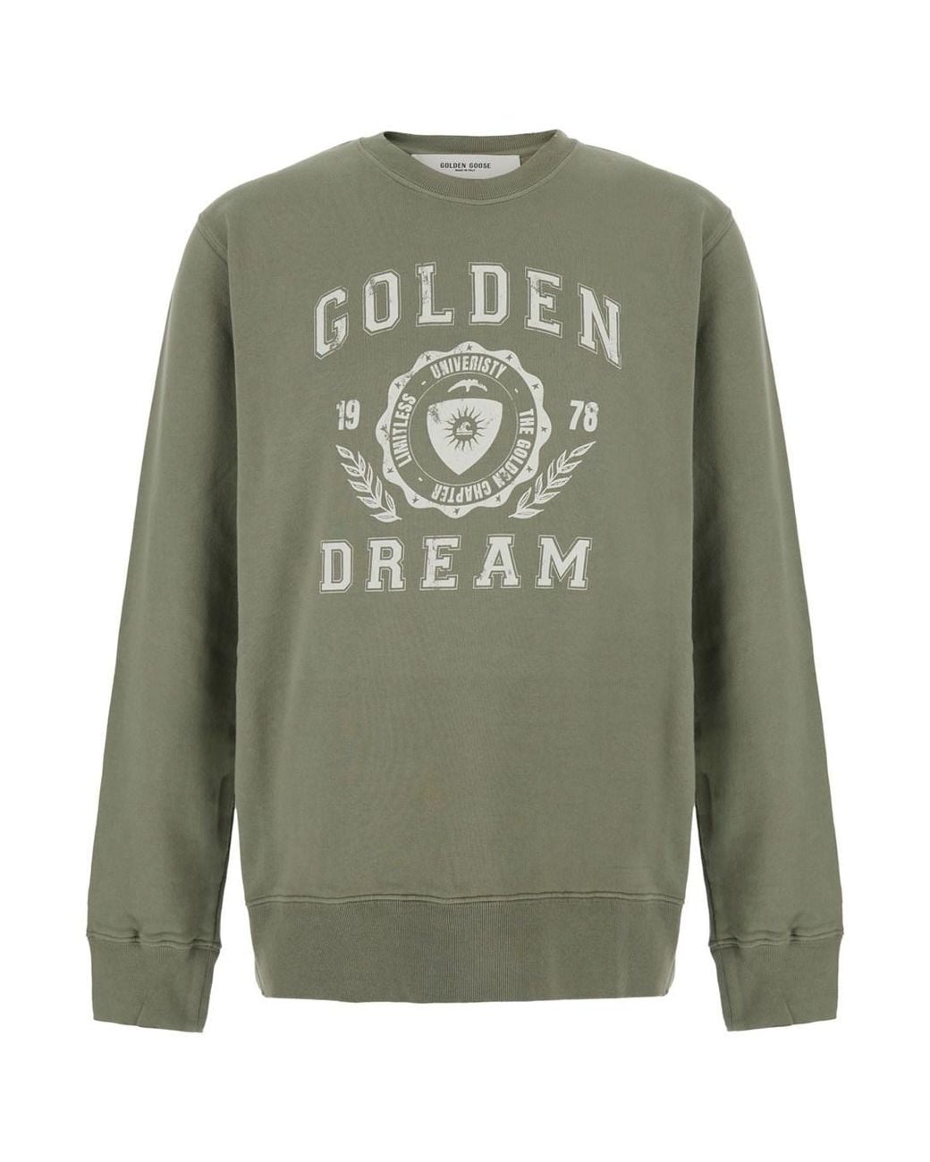 Golden Goose Deluxe Brand Green Crewneck Sweatshirt With Logo Lettering On The Fron for men
