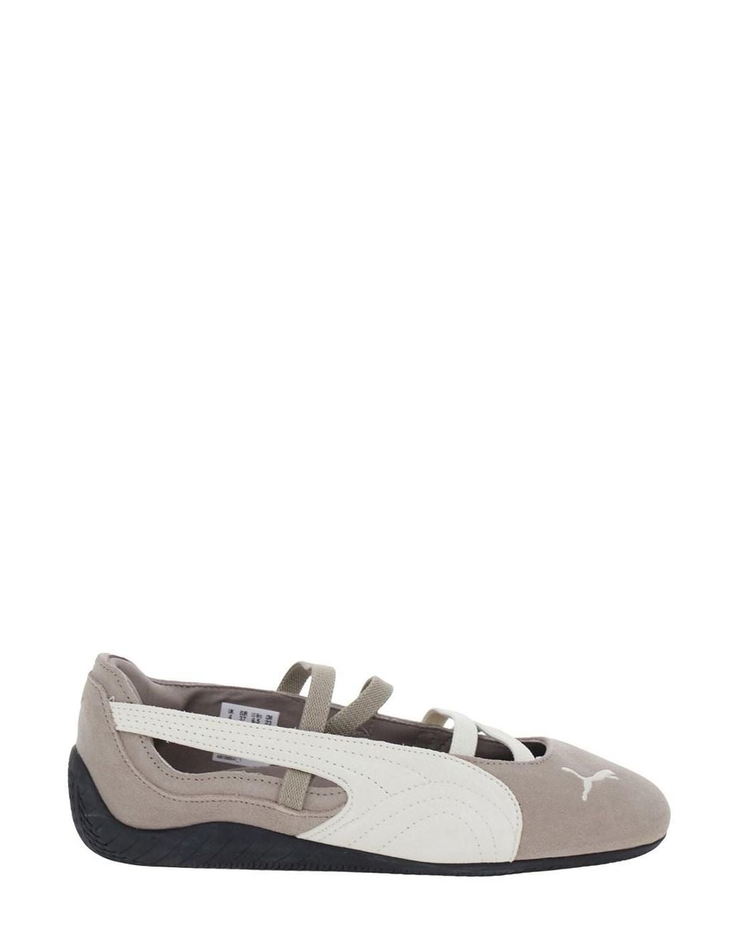 PUMA White Speedcat Tech Fabric Ballerina Sneakers With Rubber Sole