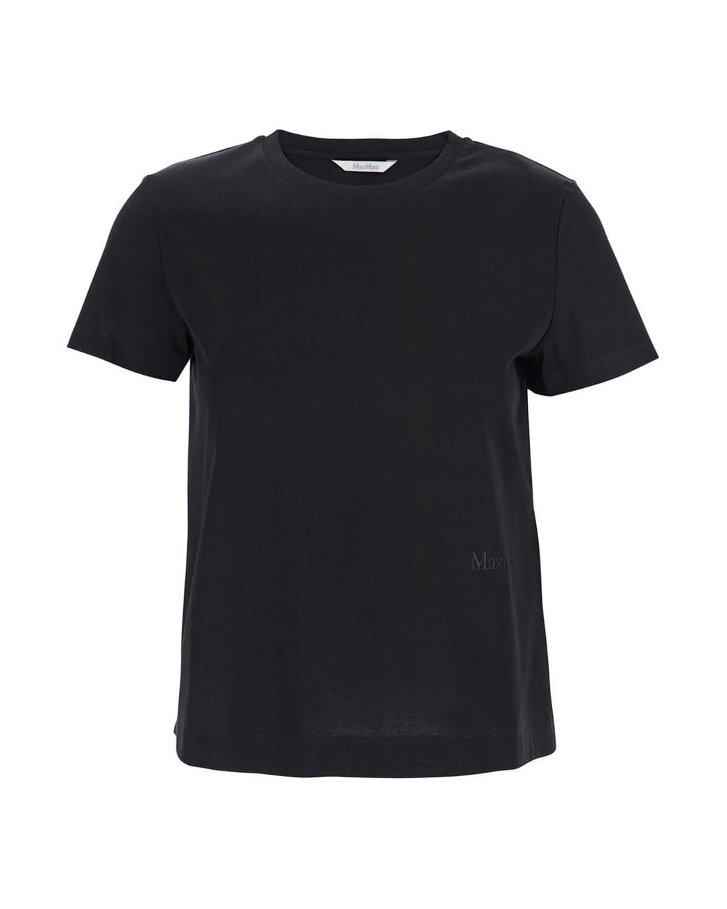 Max Mara Black Cotton T-Shirt With Embroidered Logo T-Shirts & Jerseys