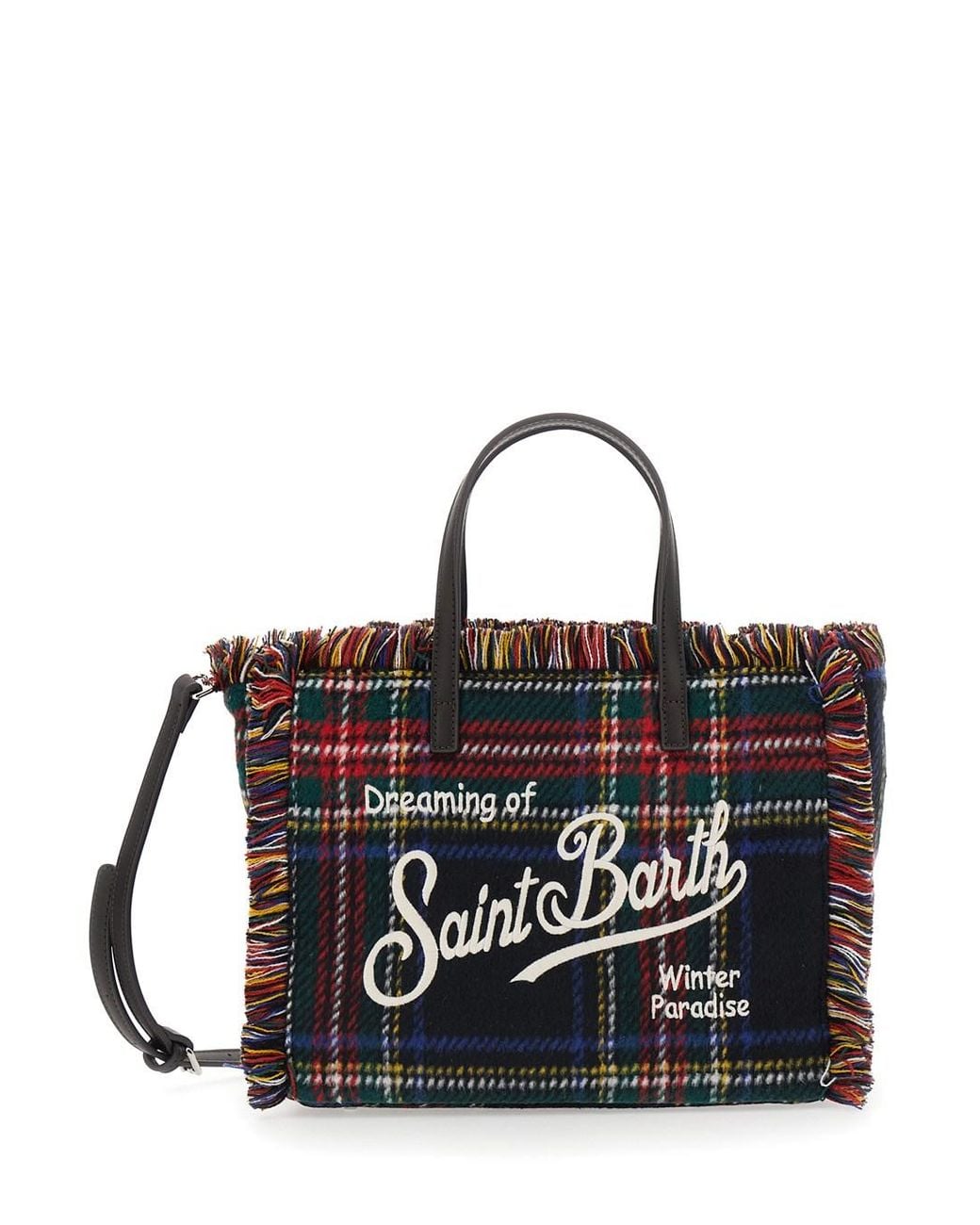 Mc2 Saint Barth Black Shoulder Bag With Tartan And Patch