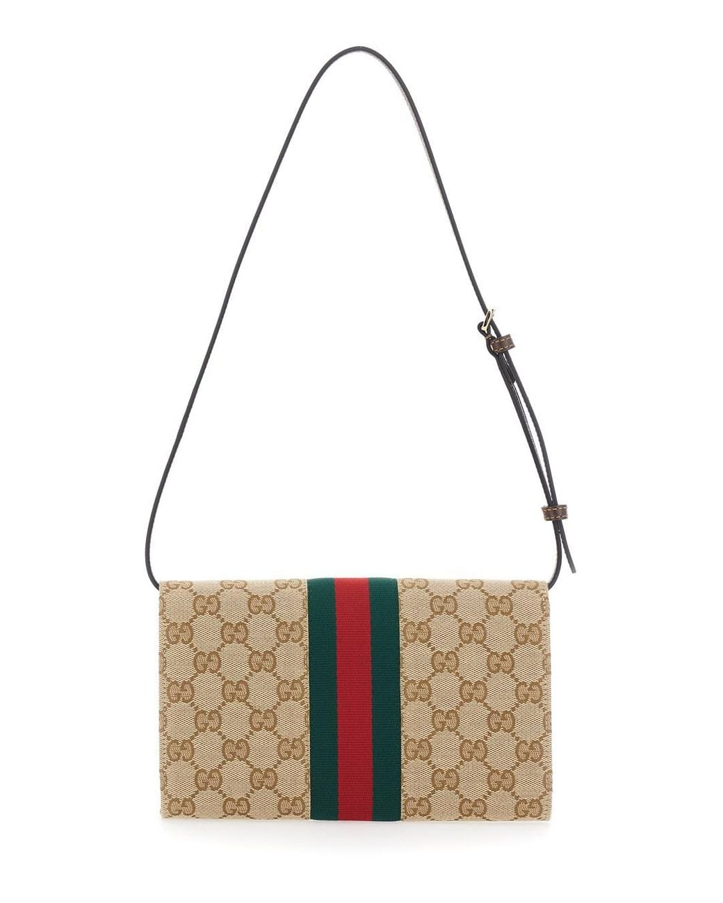 Gucci White Shoulder Bag With Web Stripe And Horsebit Plaque