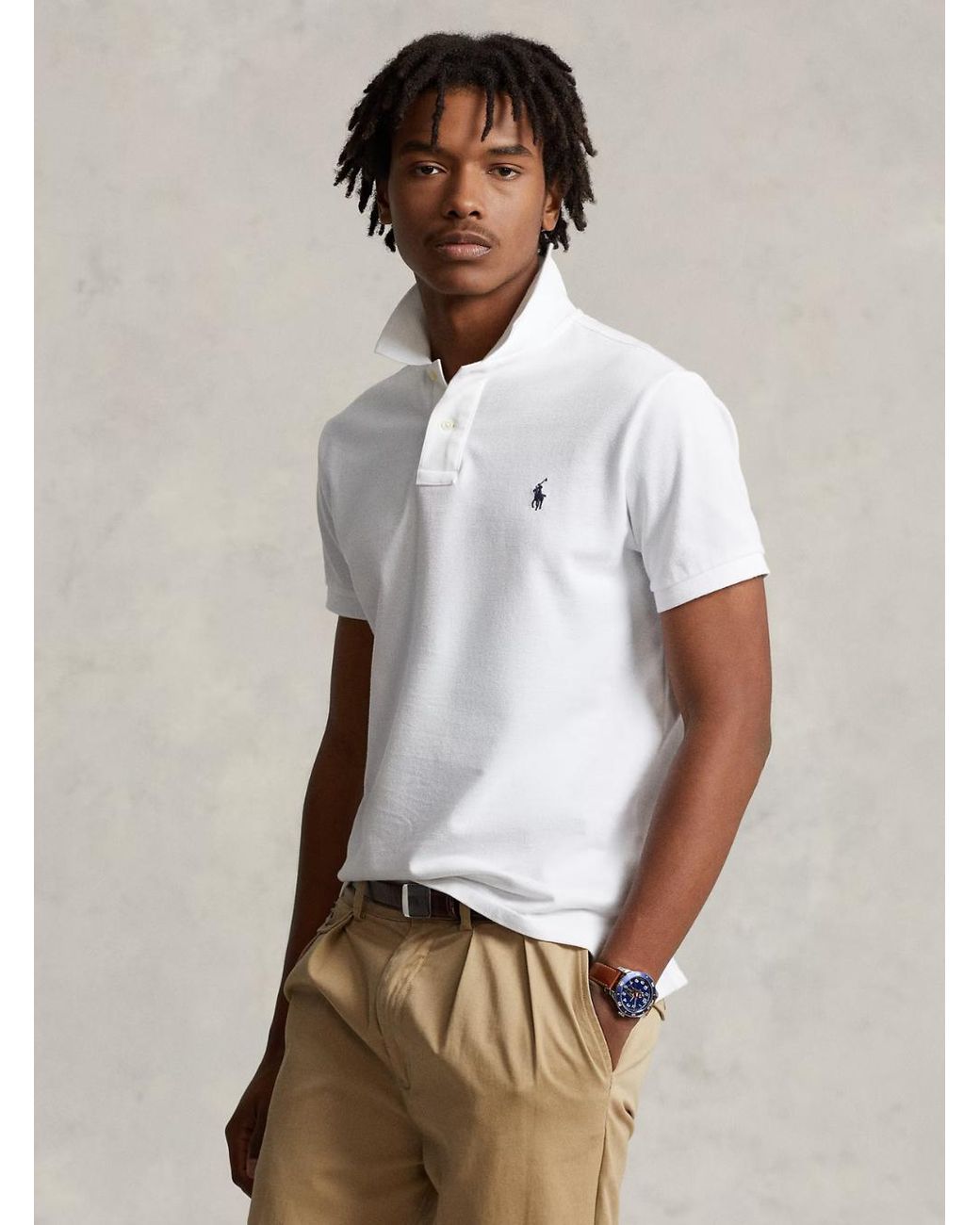 Polo Ralph Lauren White Short Sleeves Knit Classic Logo Polo Shirt for men