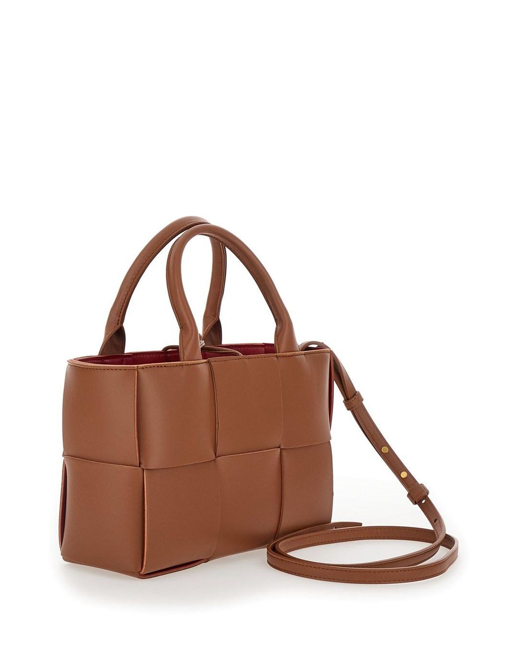 Bottega Veneta Brown 'Arco Tote Mini' Handbag With Intreccio Motif
