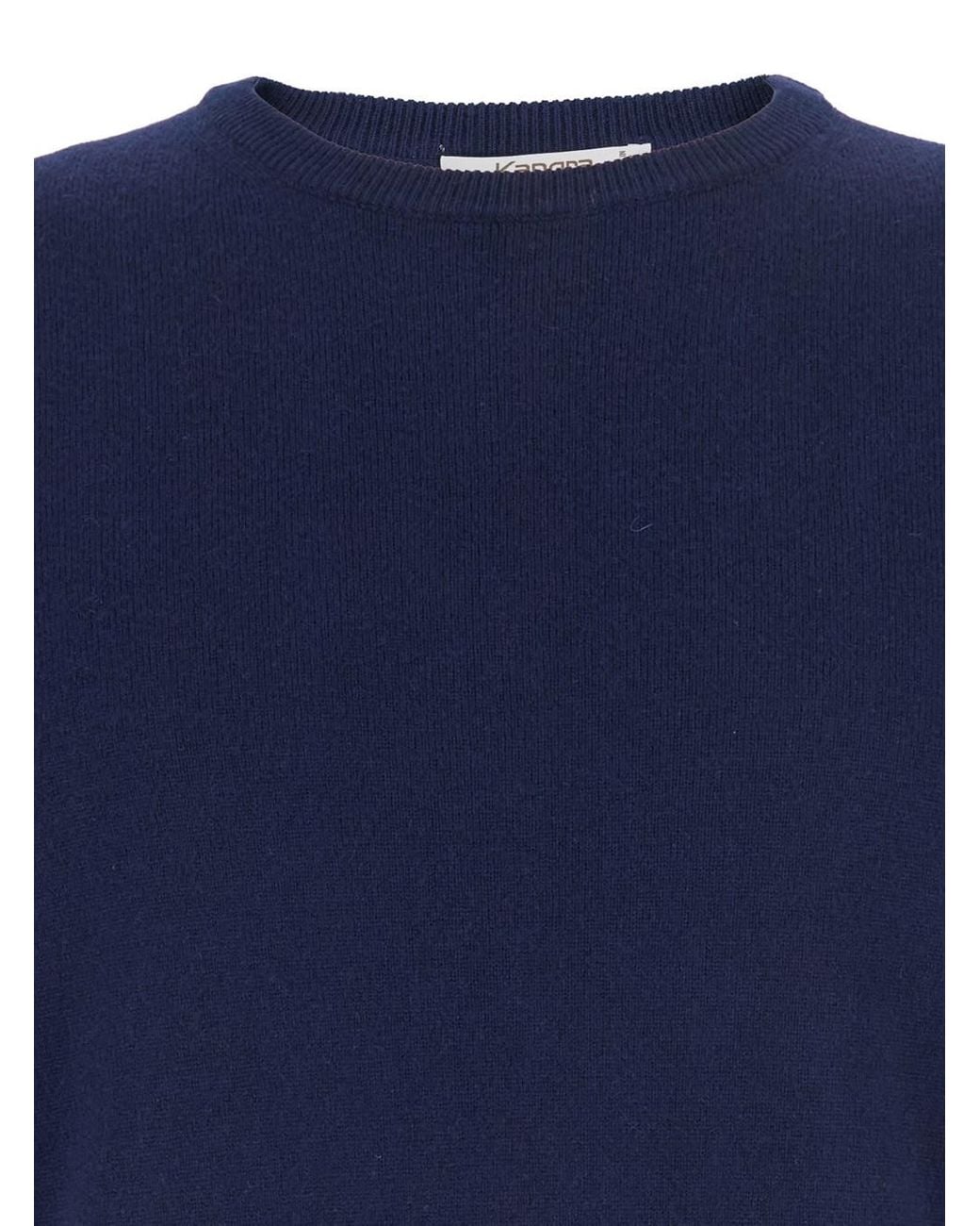 Kangra Blue Crewneck Sweater With Ribbed Trims for men