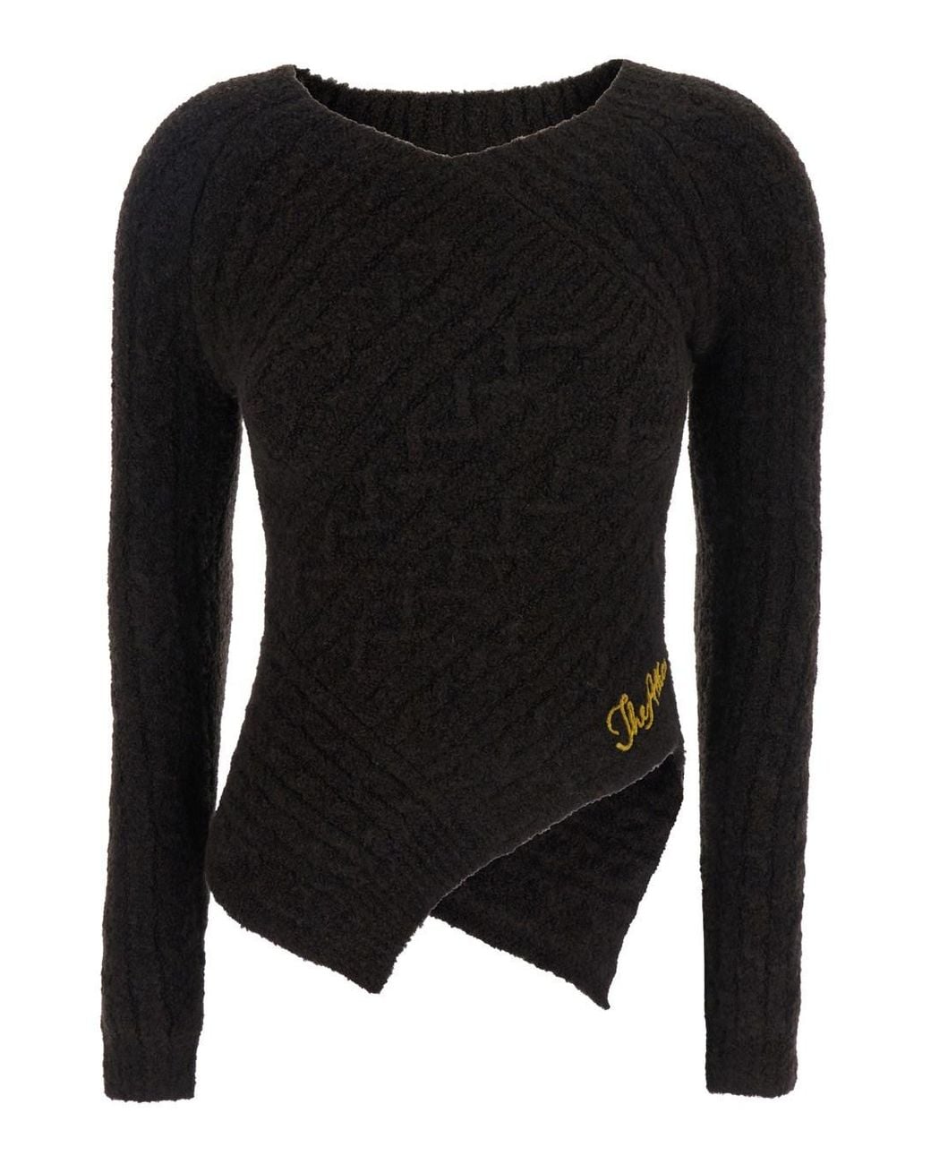 The Attico Black Sweater With Asymmetrical Design And Logo Lettering