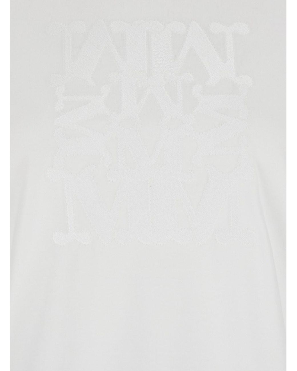 Max Mara White Crewneck T-Shirt With Tonal Logo Cotton T-Shirts & Jerseys