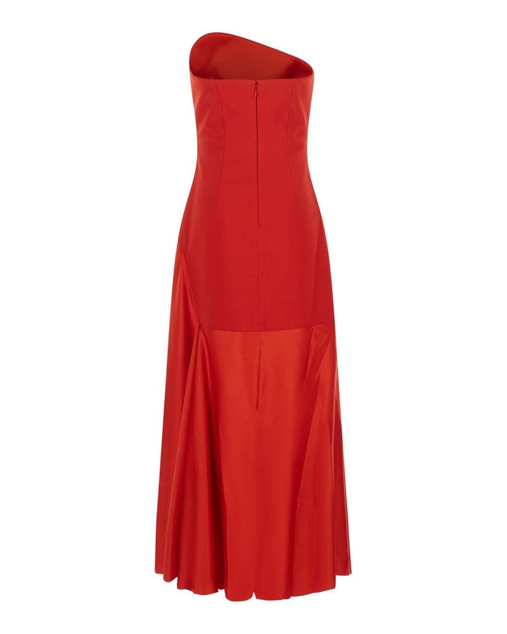 Solace London Red 'Edison' Sleeveless Midi Dress With Asymmetric Neckl
