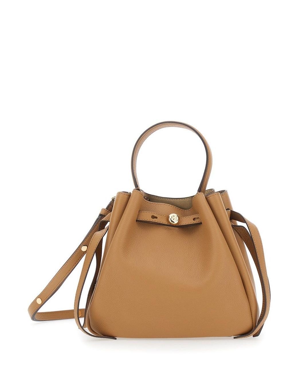 Tory Burch Natural Bucket Bag Romy Grained Leather