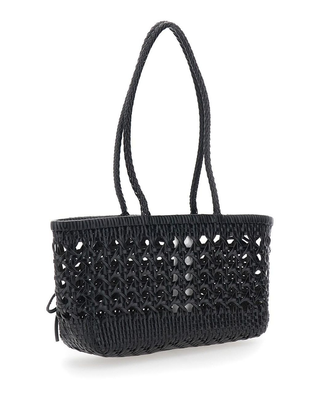 OSOI Black 'Biscuit' Shoulder Bag With Double Round Handles And Braide