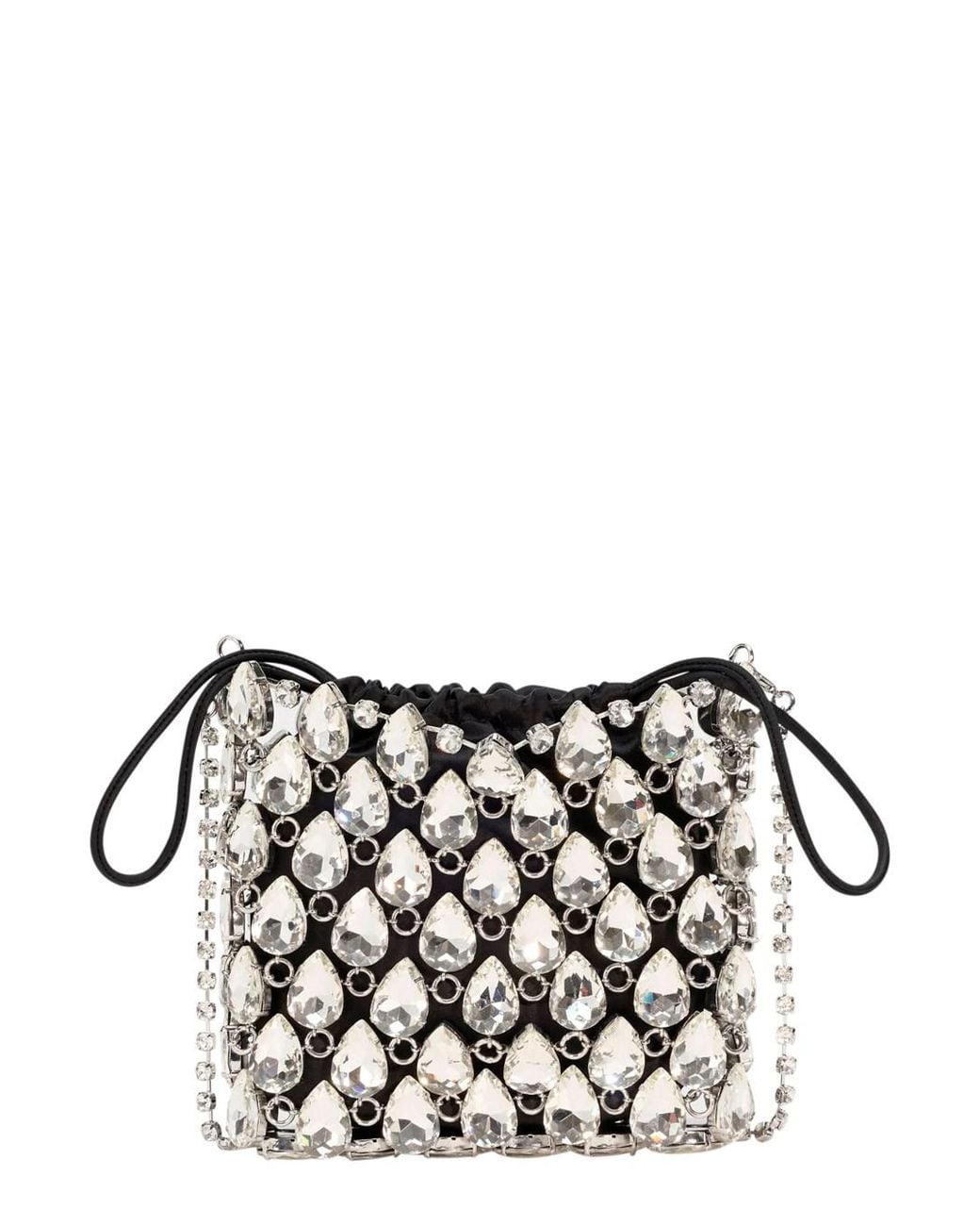 Self-Portrait Black Handbag Crystal Chainmail Mini Bag' With Crystal Details