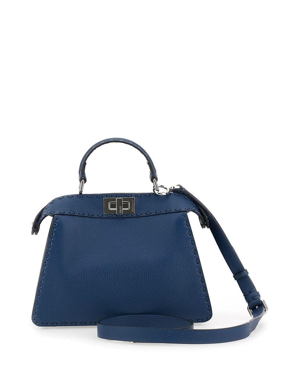 Fendi Blue 'Peekaboo Iseeu Small' Handbag With Shoulder Strap