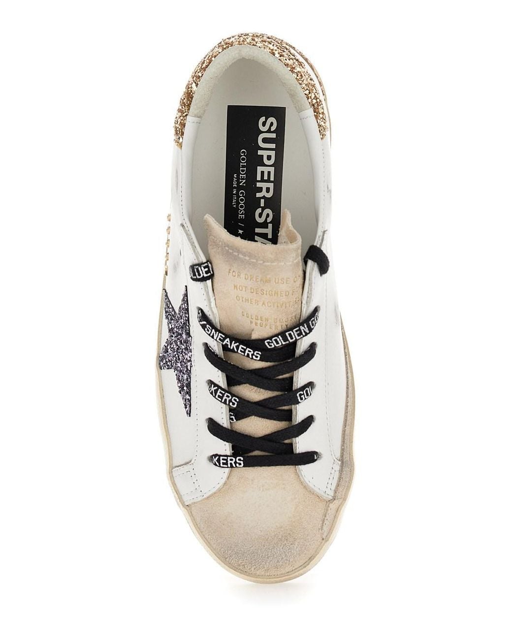 Golden Goose Deluxe Brand White 'Superstar' Low Top Sneakers With Glitters