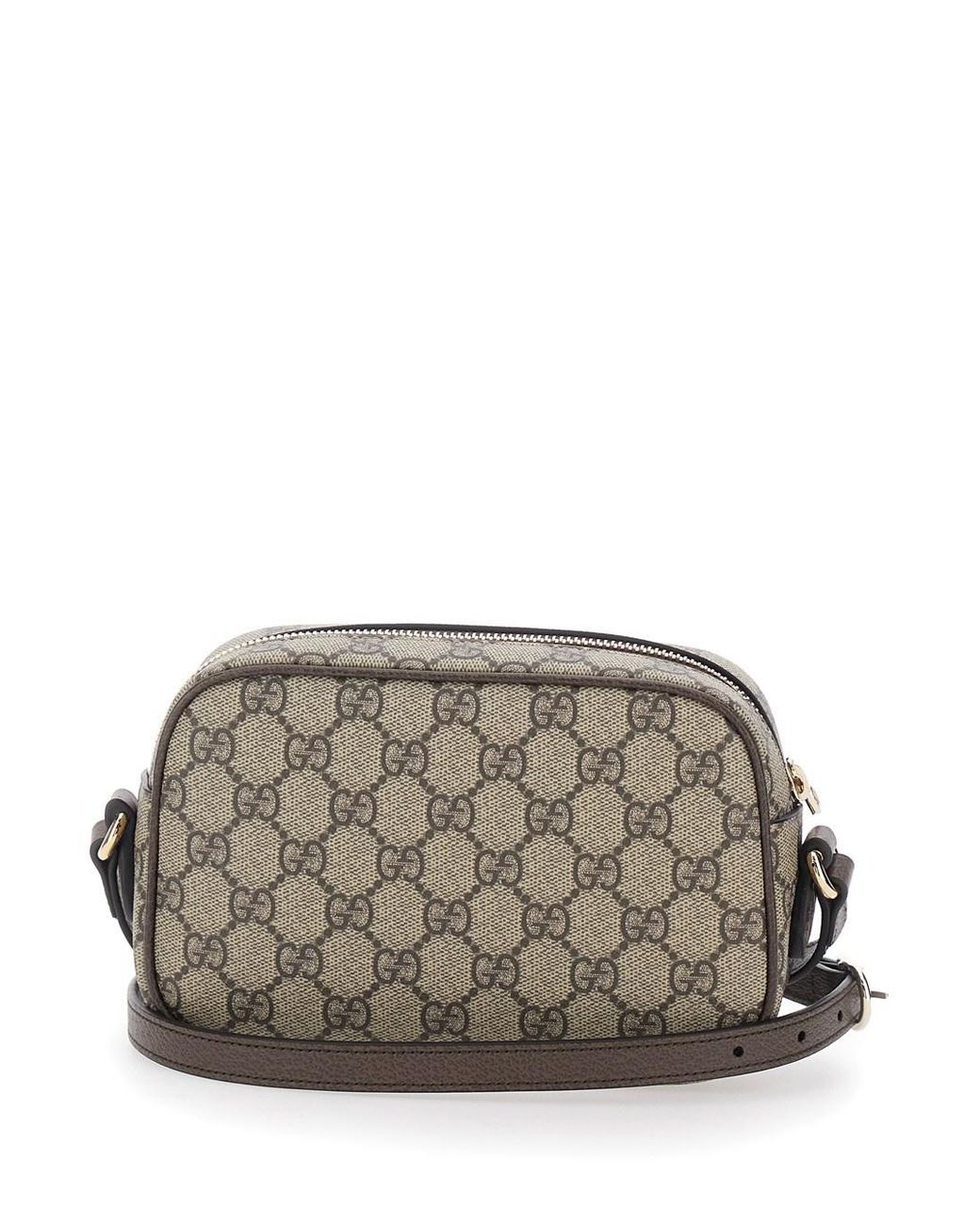 Gucci Gray Mini 'Ophidia' Bag With Shoulder Strap And Gg Canvas Web D