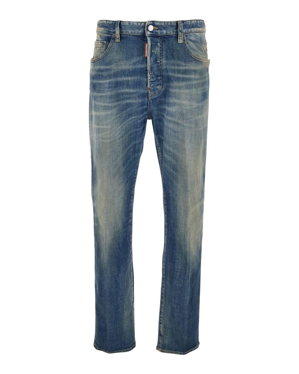 Jeans Con Patch Logo Sul Retro E Effetto Vissuto di DSquared² in Blue da Uomo