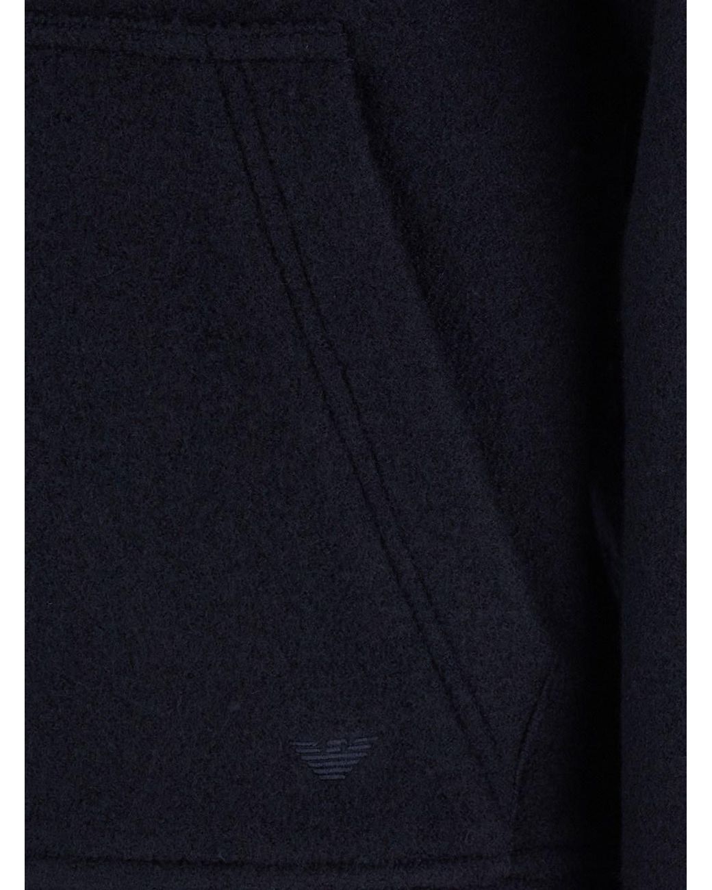 Emporio Armani Blue Jacket With Fixed Hood And Zip On The Front for men