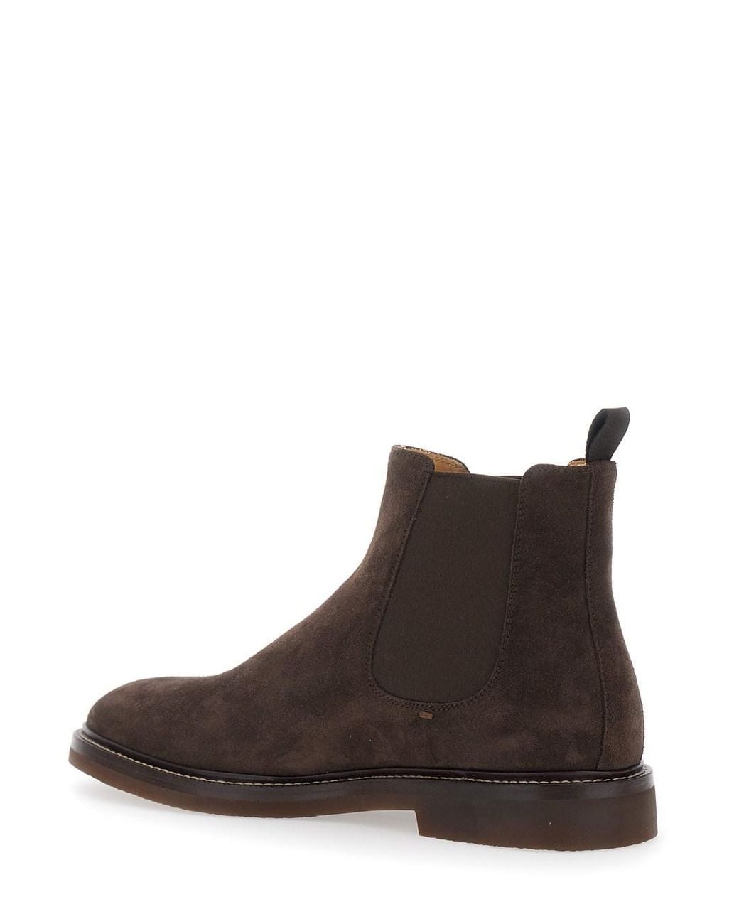 Brunello Cucinelli Brown Ankle Boots With Contrasting Stitching And El for men