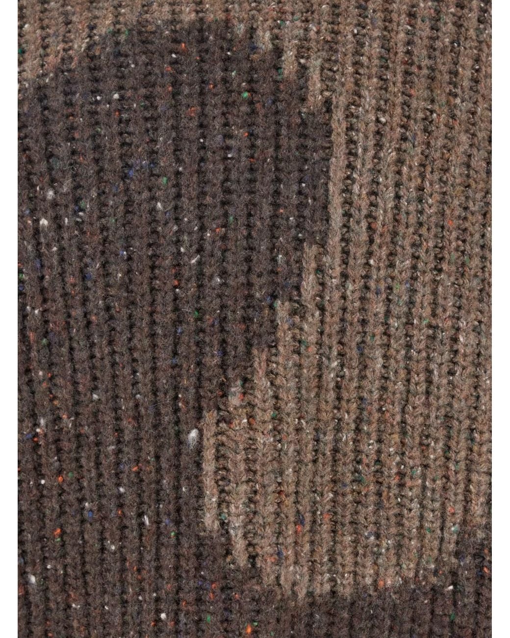 ERL Brown Knit Crewneck Sweater With Bicolor Motif for men