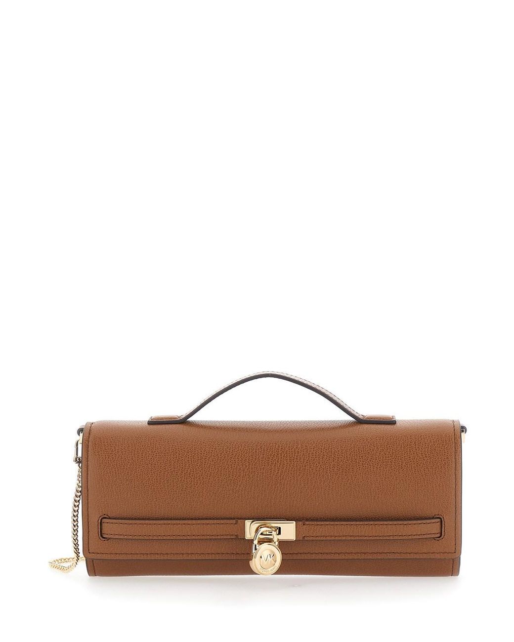 MICHAEL Michael Kors Brown Clutch Hamilton Moderne Hammered Leather