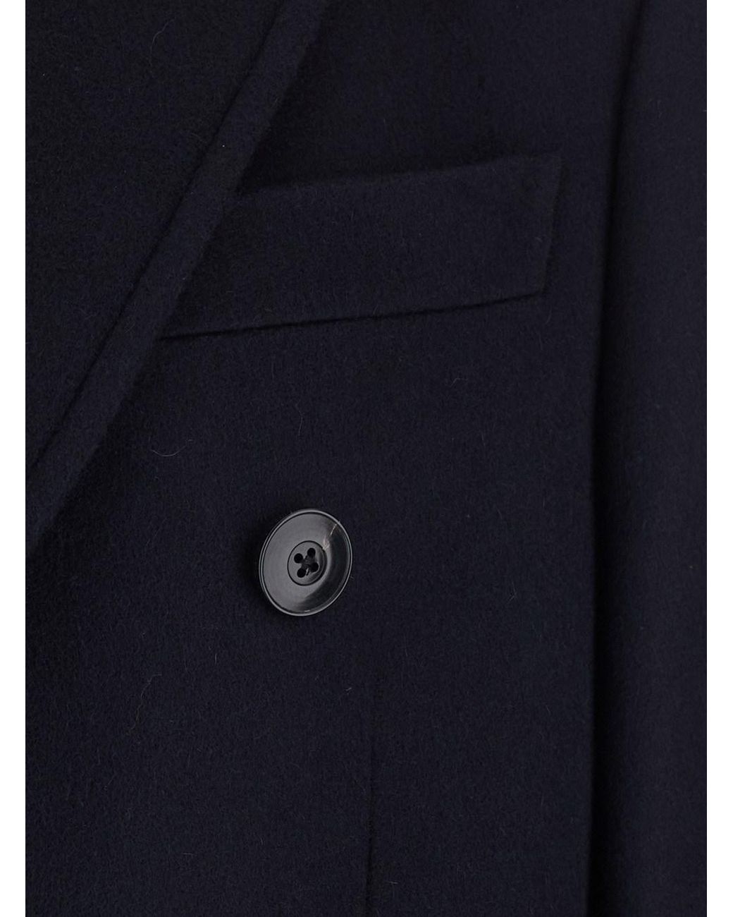 Emporio Armani Blue Coat Double-Breasted Cashmere-Wool for men
