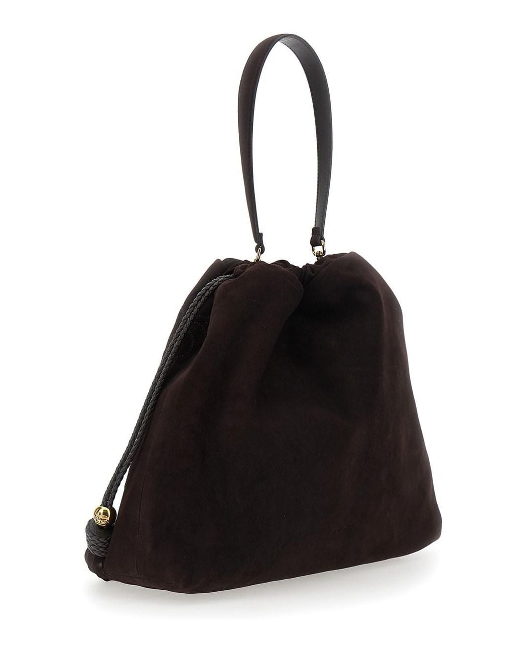 Etro Black Suede Patchwork Shoulder Bag Kalispera L 37.5X35.5X12 Cm