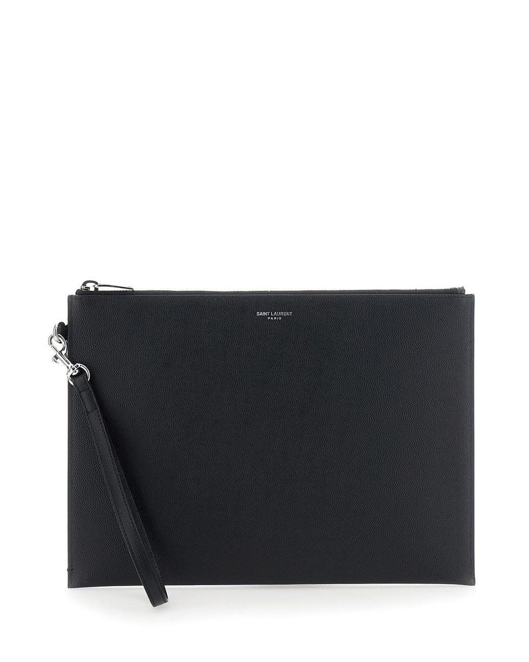 Saint Laurent Black Pouch With Logo Embossed On The Front for men