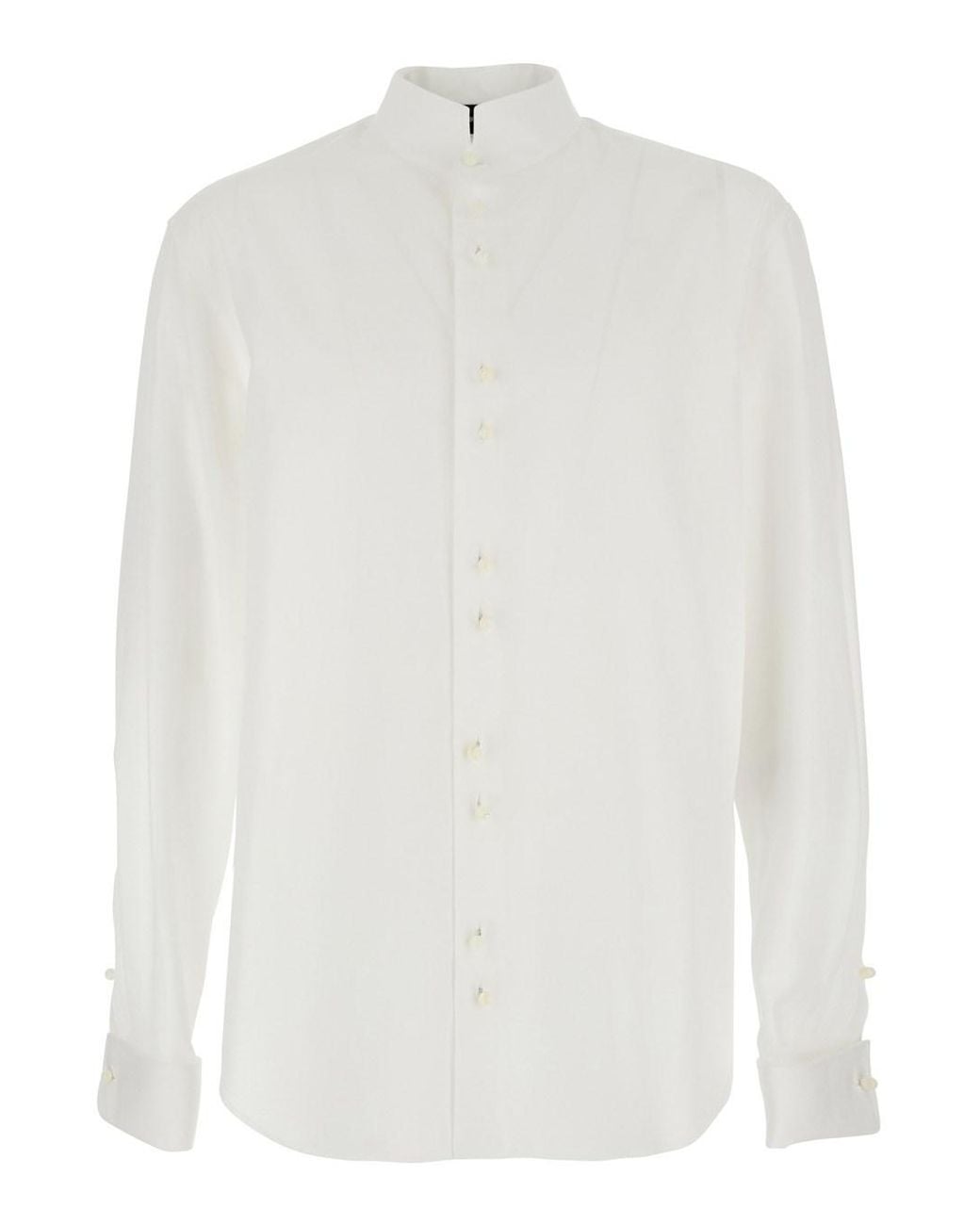 Emporio Armani White Classic Collar Cotton Shirt For for men