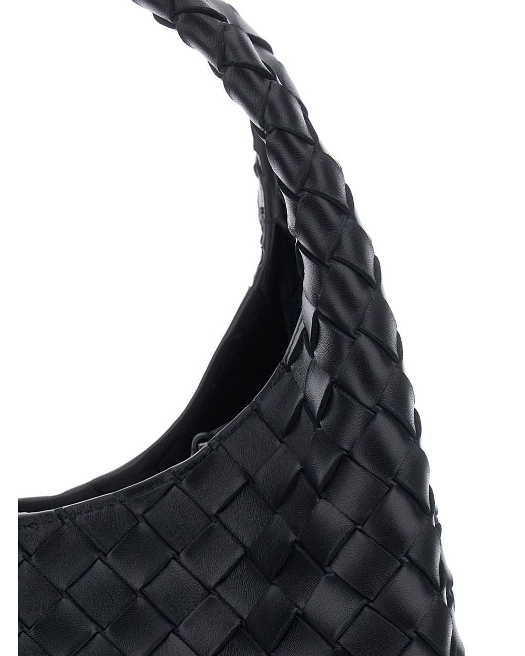 Bottega Veneta Black 'Campana' Shoulder Bag With Intreccio Motif
